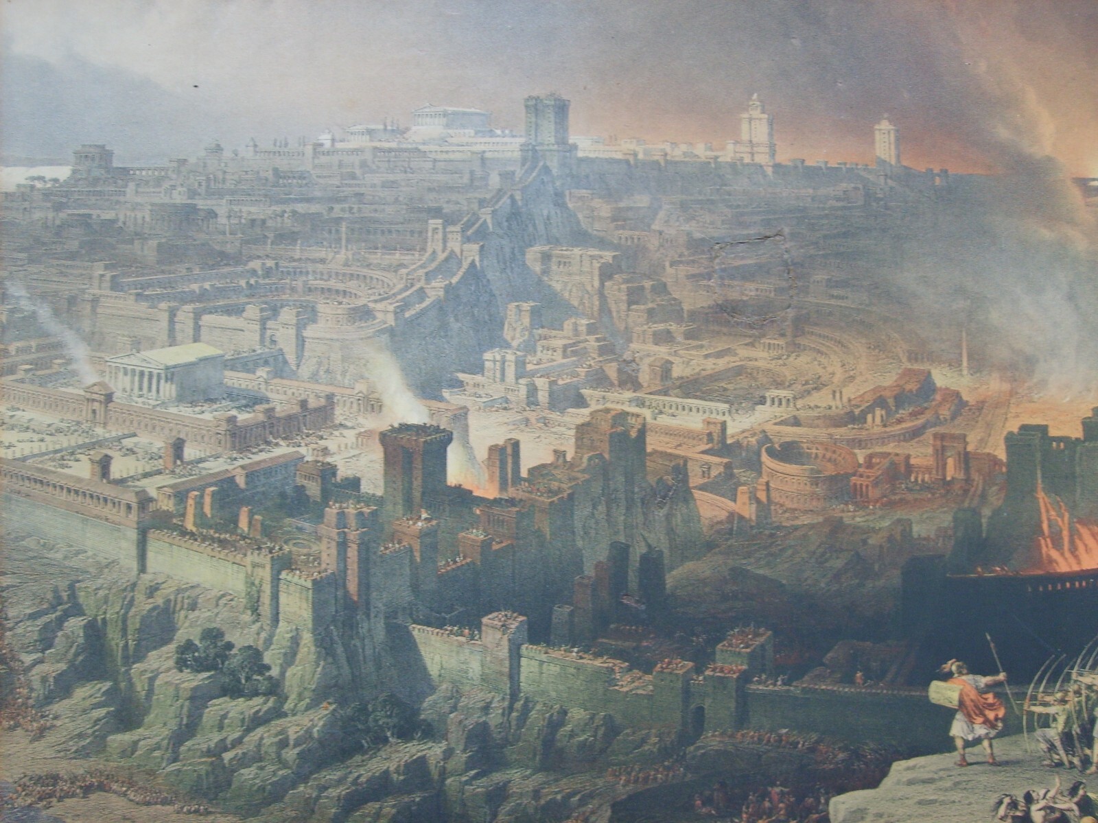 Ebraica, Palestina, Gerusalemme, Assedio E Incendio: Rara Antica Litografia Di Roberts E Haghe