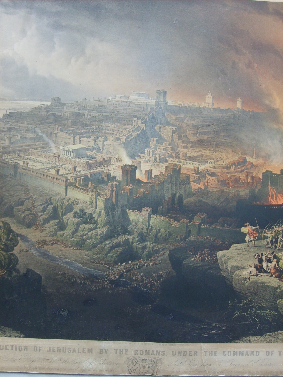 Ebraica, Palestina, Gerusalemme, Assedio E Incendio: Rara Antica Litografia Di Roberts E Haghe