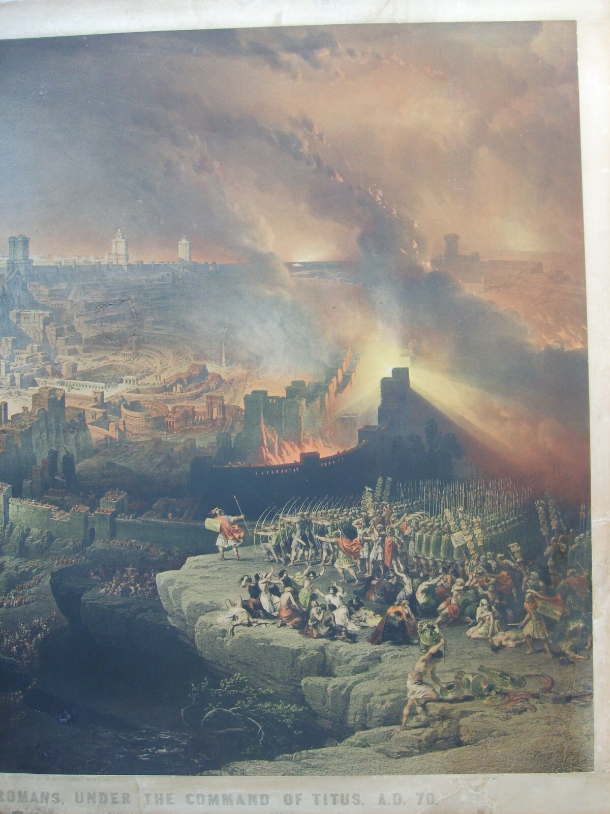 Ebraica, Palestina, Gerusalemme, Assedio E Incendio: Rara Antica Litografia Di Roberts E Haghe