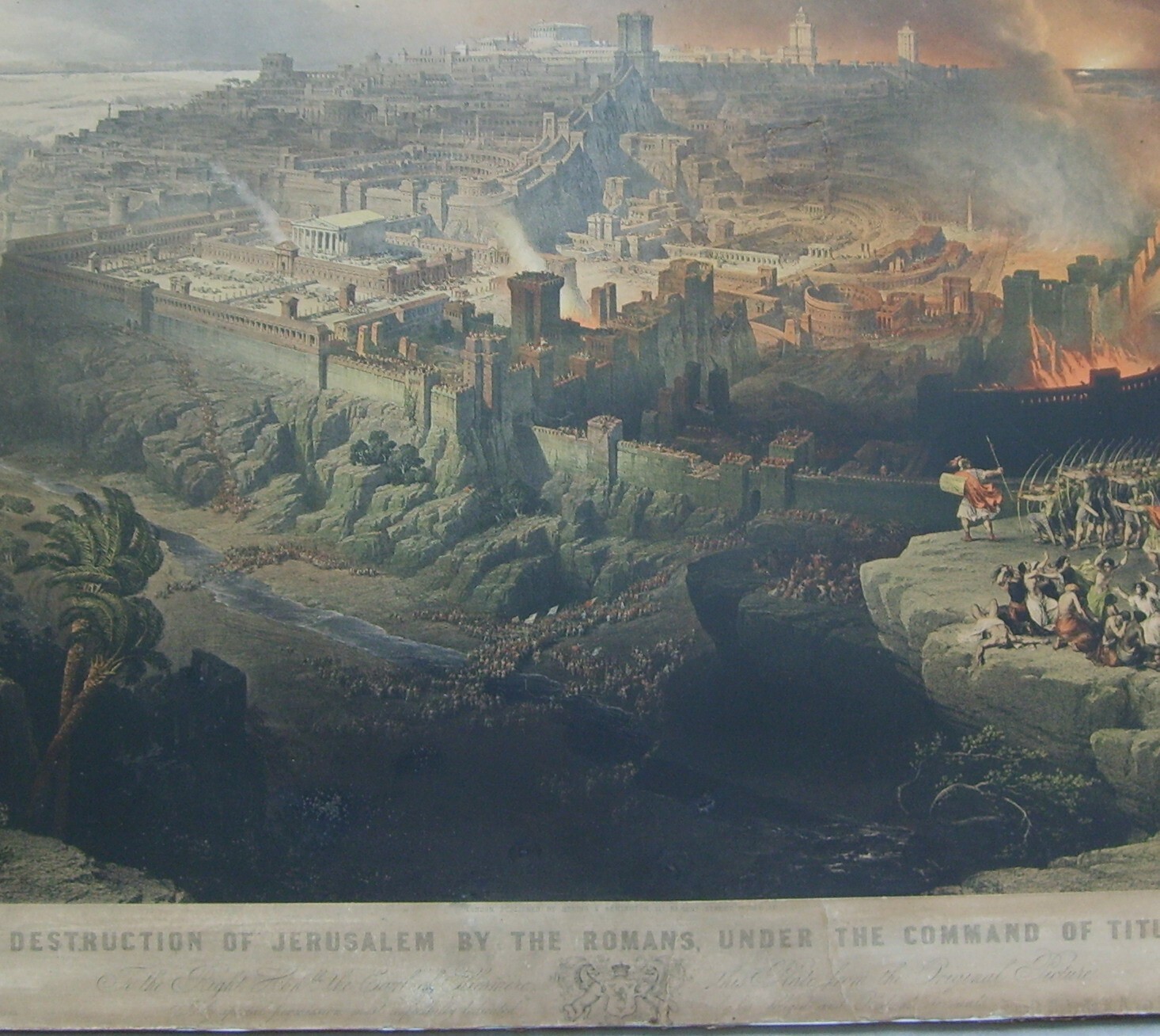 Ebraica, Palestina, Gerusalemme, Assedio E Incendio: Rara Antica Litografia Di Roberts E Haghe