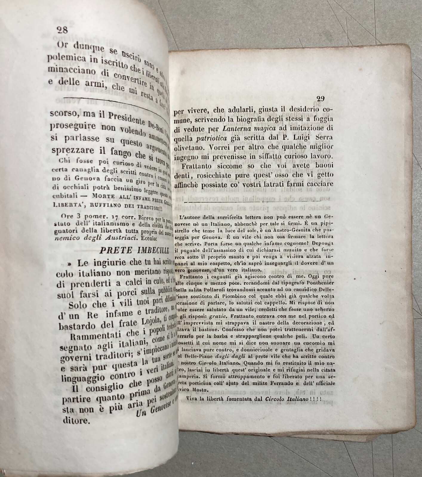 Liguria, Genova, Risorgimento: Circolo Italiano, Luigi Grillo, Fusinato, 1848   Rarità