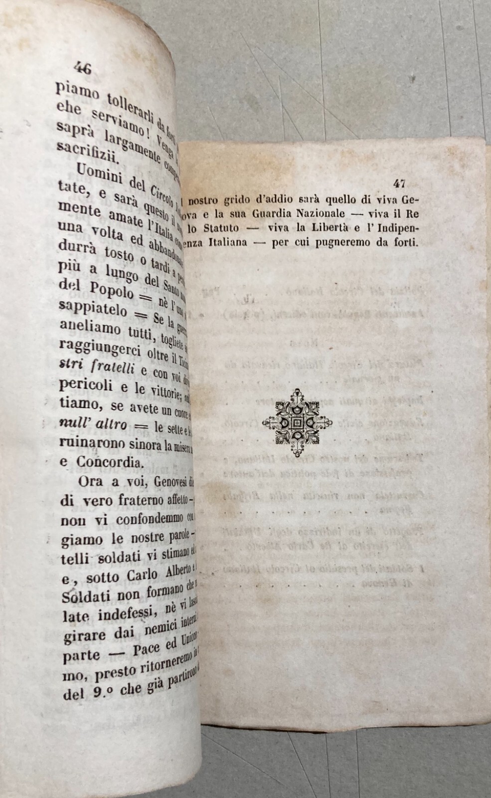 Liguria, Genova, Risorgimento: Circolo Italiano, Luigi Grillo, Fusinato, 1848   Rarità