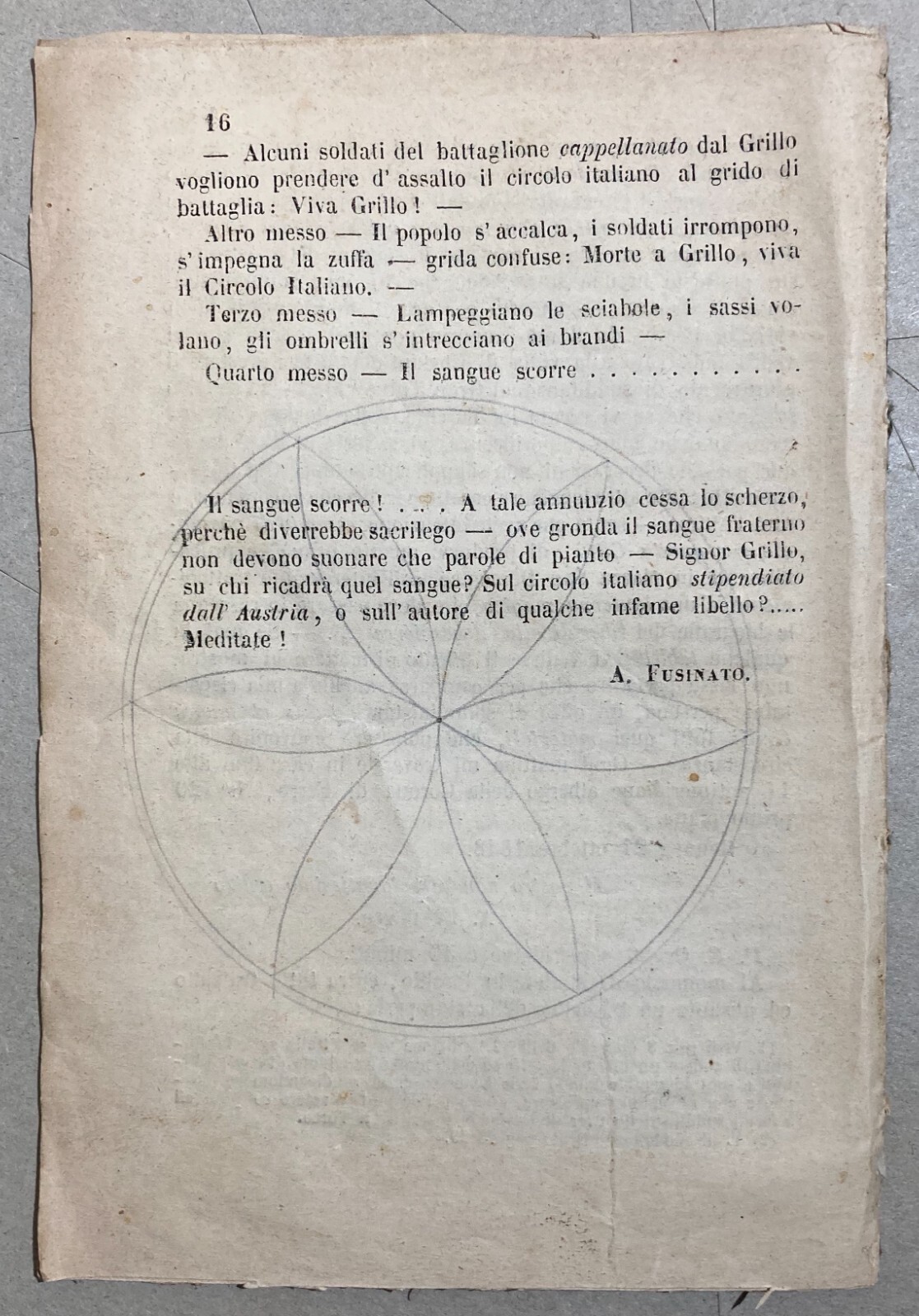 Liguria, Genova, Risorgimento: Circolo Italiano, Luigi Grillo, Fusinato, 1848   Rarità