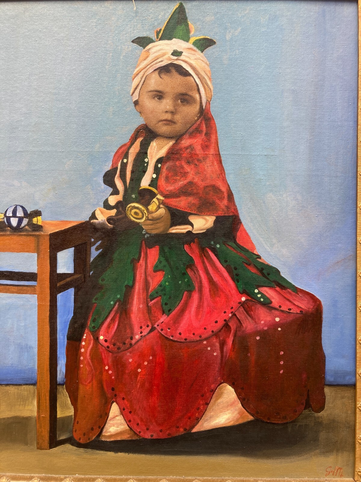Suggestivo Ritratto Di Bimba Con Giocattoli, Firmato