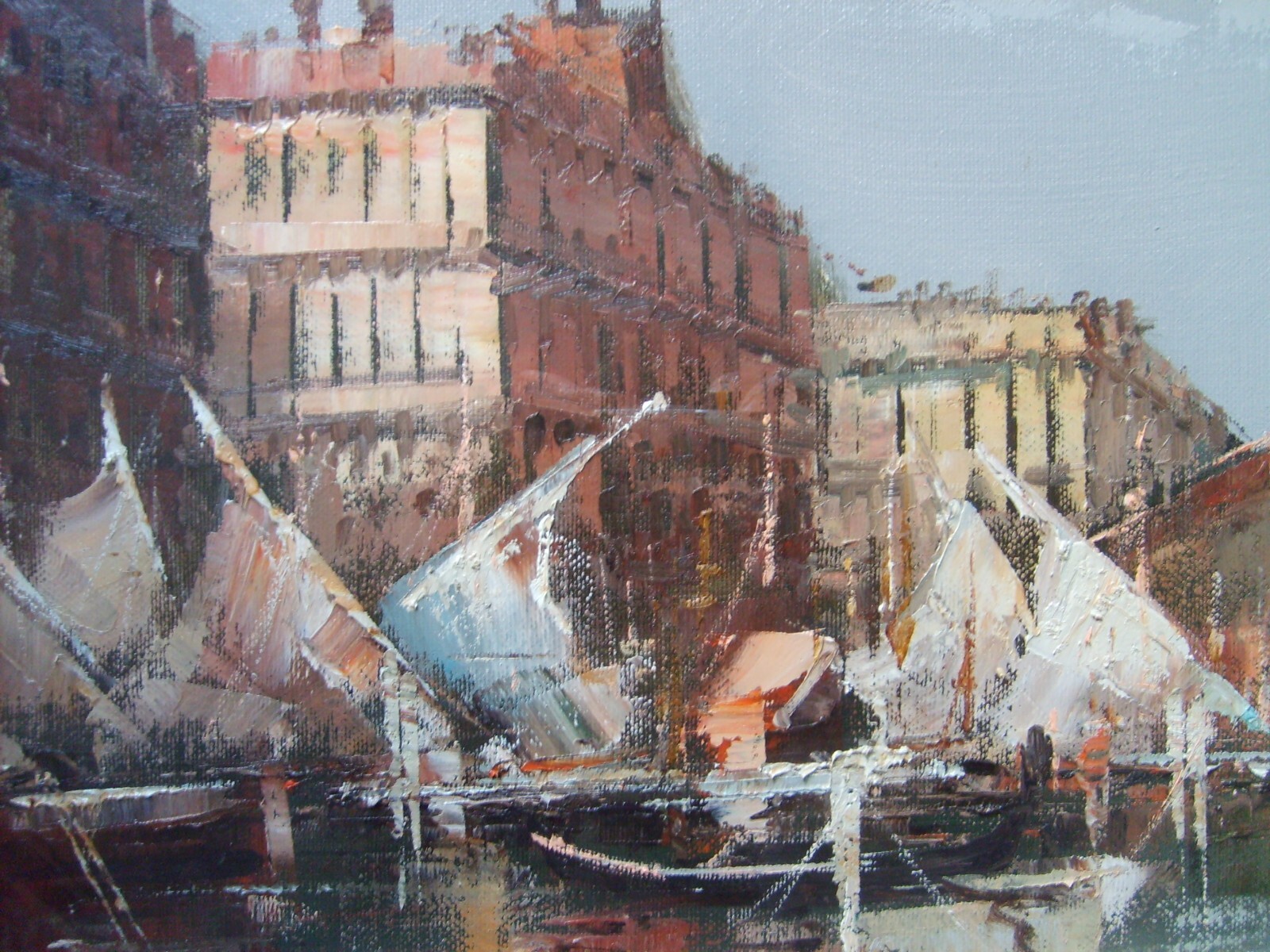 Arte Decorativa Del '900: Venezia, Veduta Del Canal Grande Dipinto Ad Olio