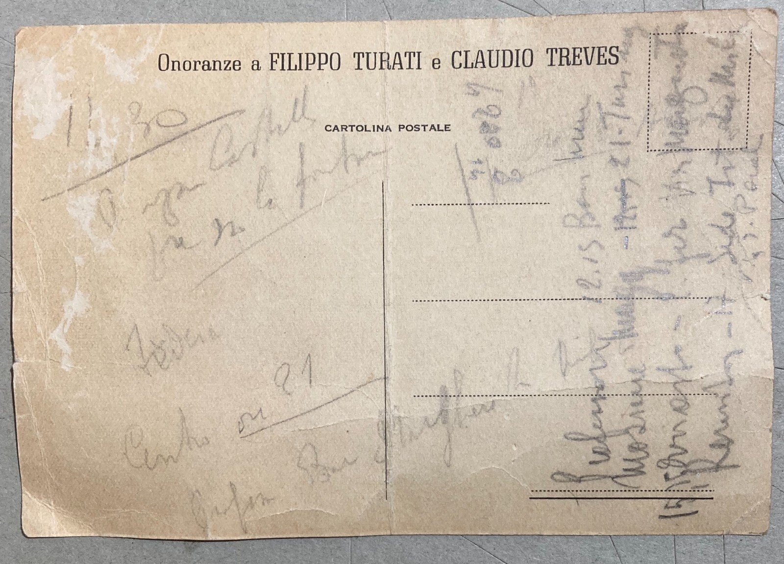 Politica, Socialismo, Turati, Treves: Cartolina Pubblicitaria Del 1948 Con Ritratti