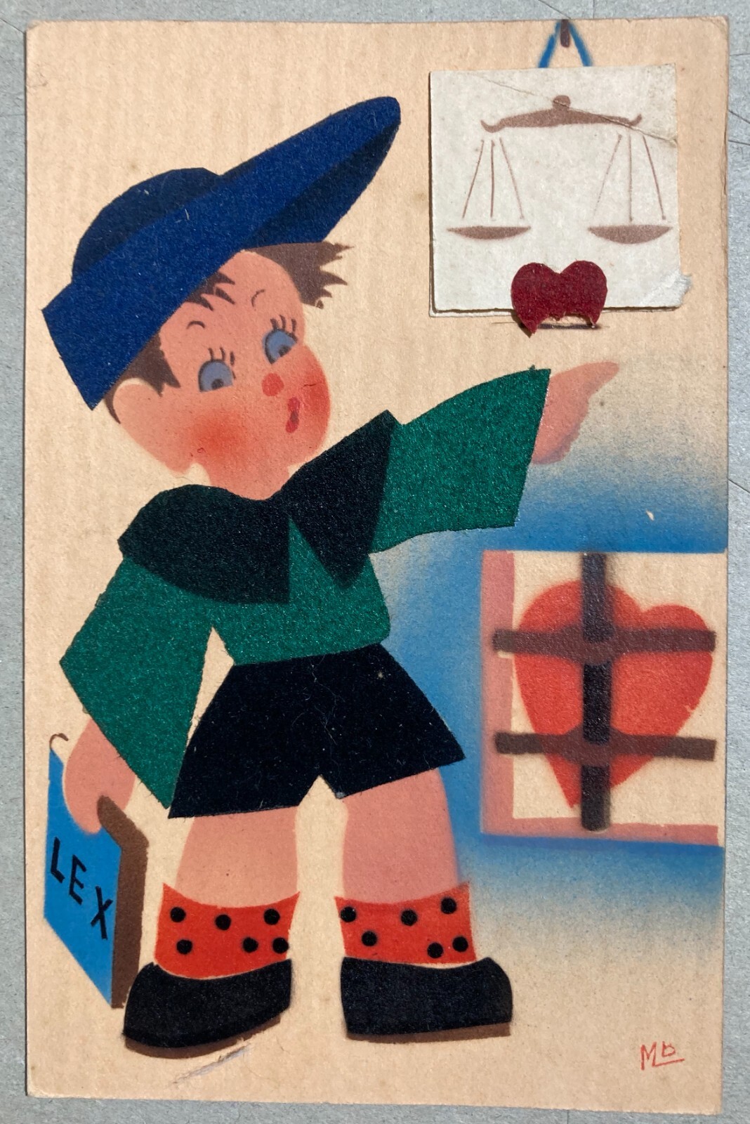 Giurisprudenza: Cartolina Collage A Mano Di B. Marandolani, Piacenza