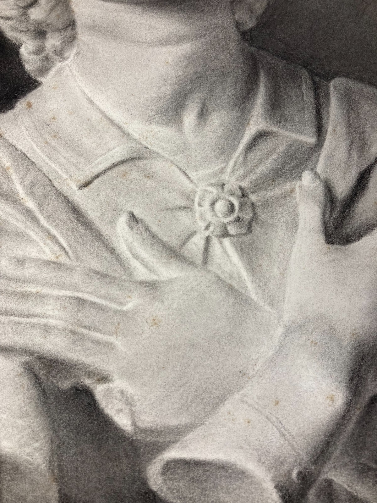 Arte, Scultura, Busto O Erma, Antico Disegno A Carboncino, Margherita Oberti, Figura Devozionale
