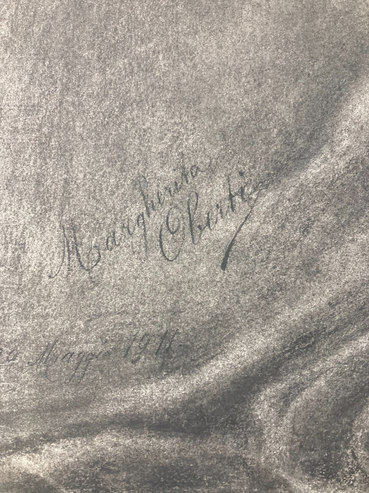Arte, Scultura, Busto O Erma, Antico Disegno A Carboncino, Margherita Oberti, Figura Devozionale