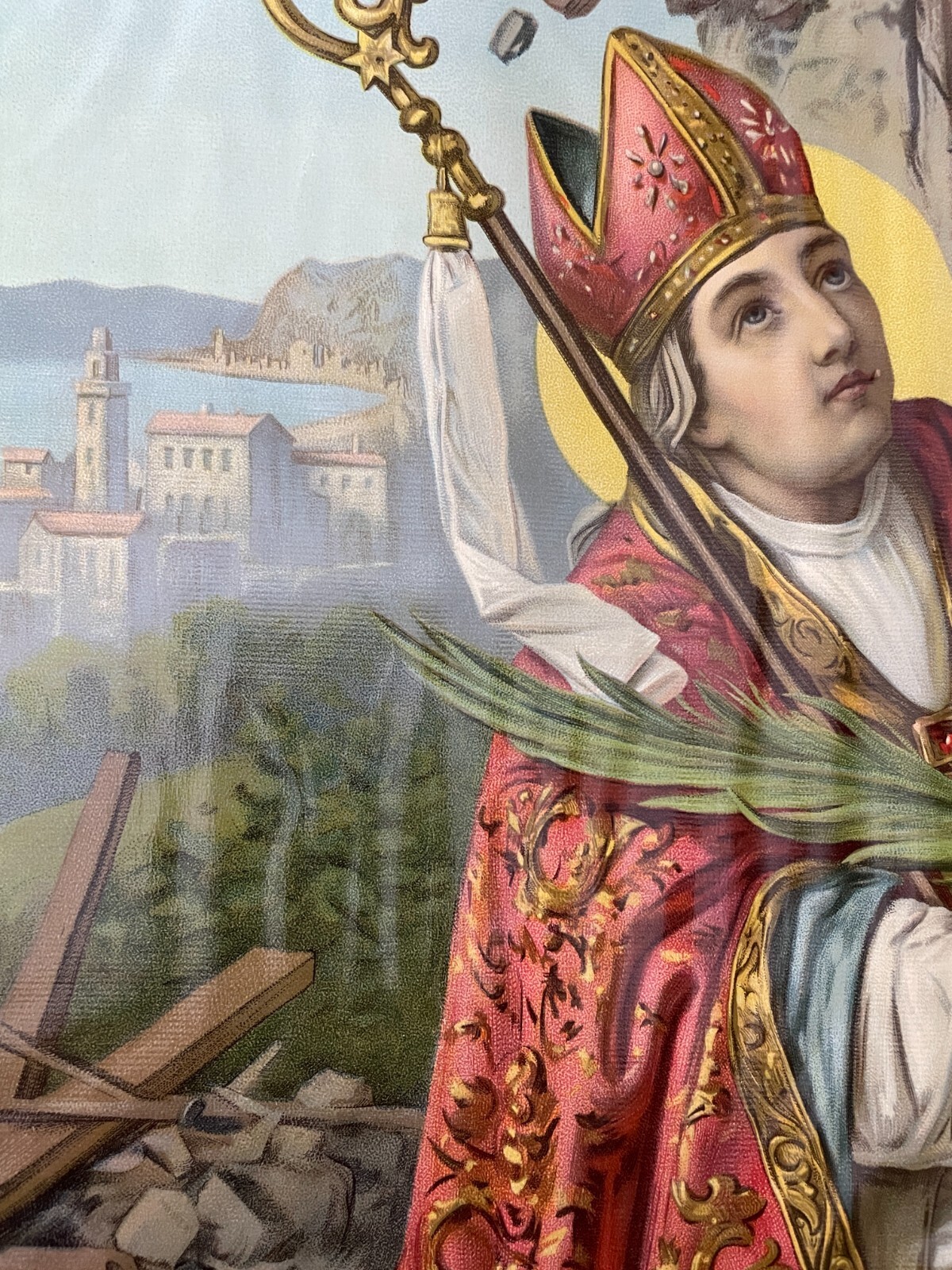 Sant'Emidio: Antica Stampa Popolare Devozionale, Protettore Dai Terremoti, Marche, Ascoli, F. Leiber