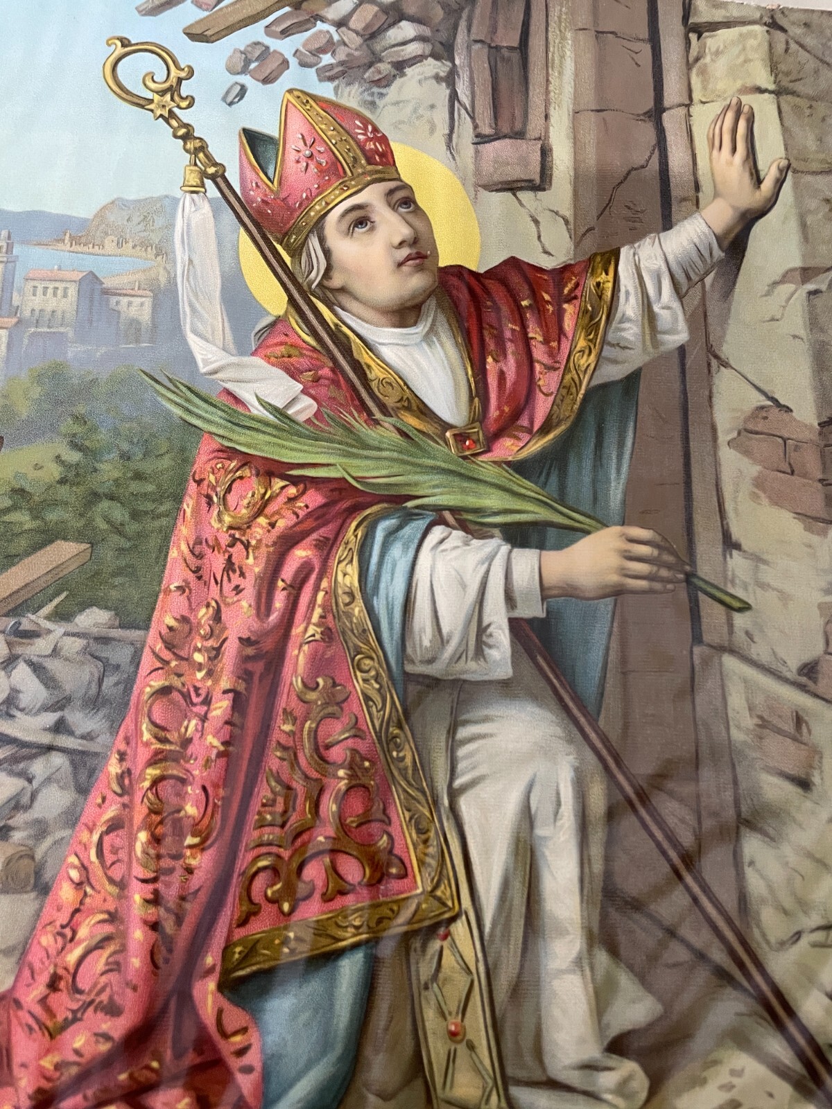 Sant'Emidio: Antica Stampa Popolare Devozionale, Protettore Dai Terremoti, Marche, Ascoli, F. Leiber