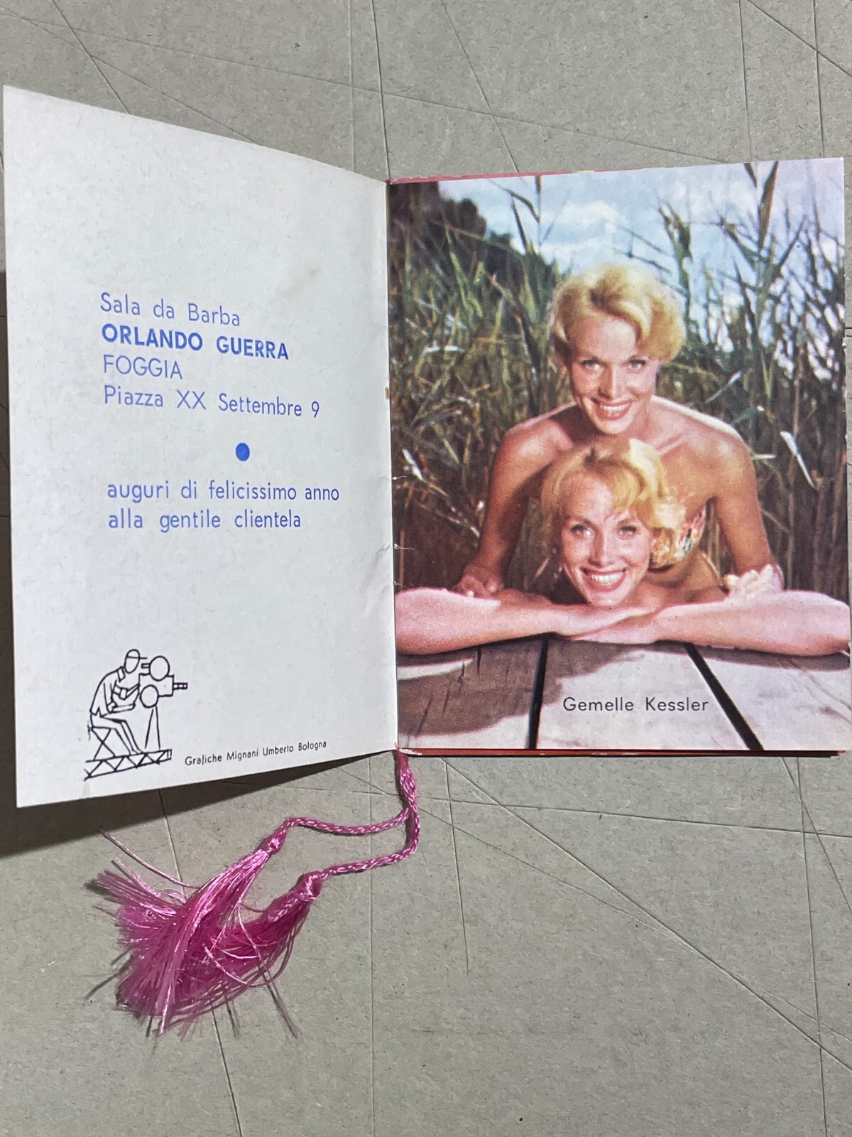 Cinema: Attrici Celebri, Barbieri E Puglia. Calendarietto Illustrato A Colori, 1964
