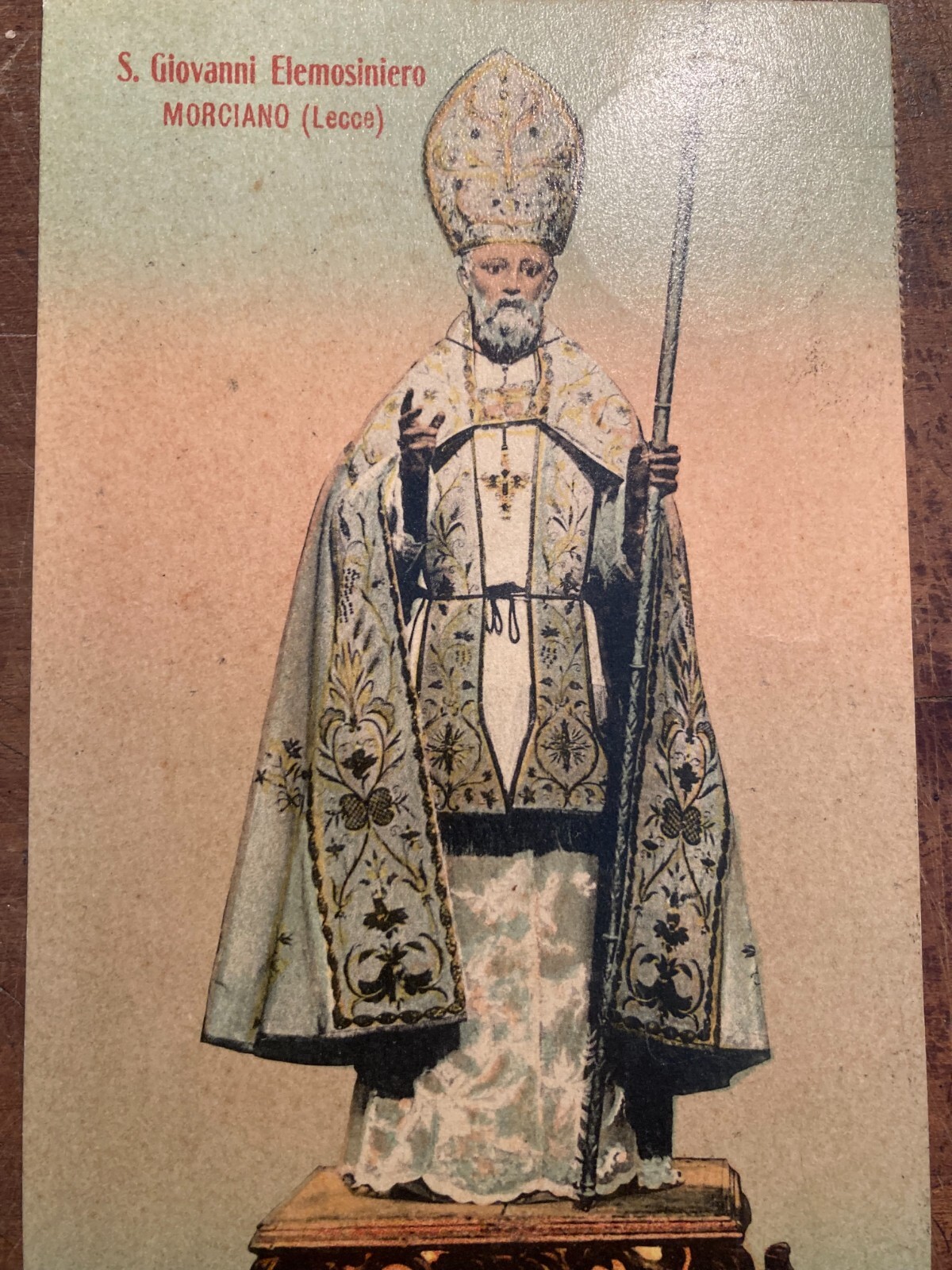 Antica Stampa Popolare Devozionale San Giovanni Elemosiniere Morciano Di Leuca (Salento)