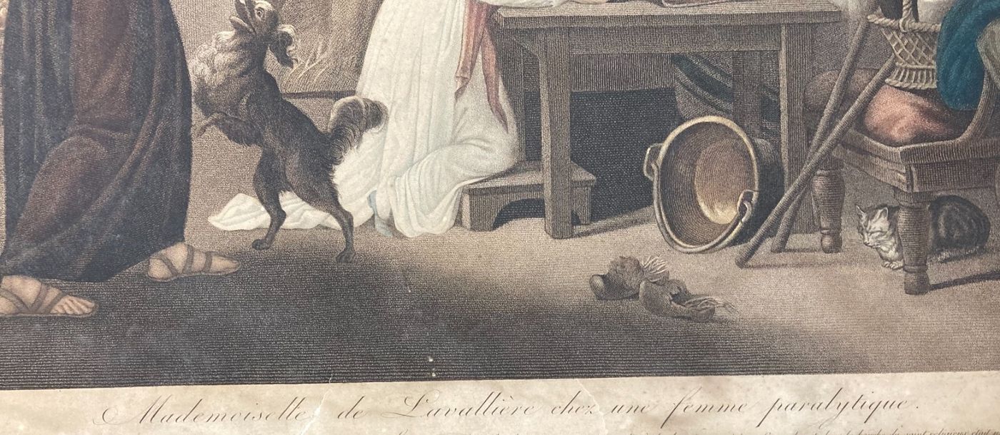 Antica Incisione A Colori   Artisti Schall E Ruotte   Lavallière   Padre Anselmo   XIX Secolo