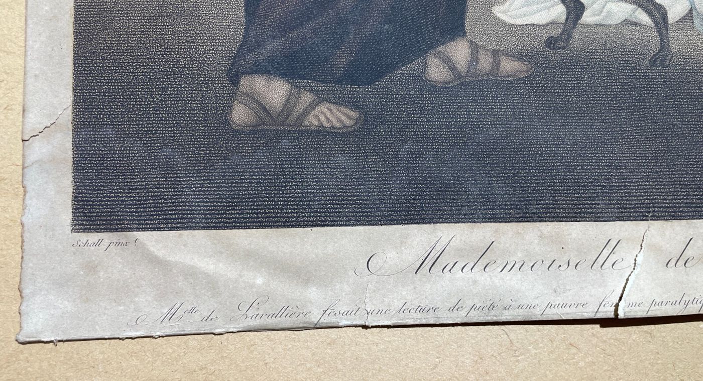 Antica Incisione A Colori   Artisti Schall E Ruotte   Lavallière   Padre Anselmo   XIX Secolo