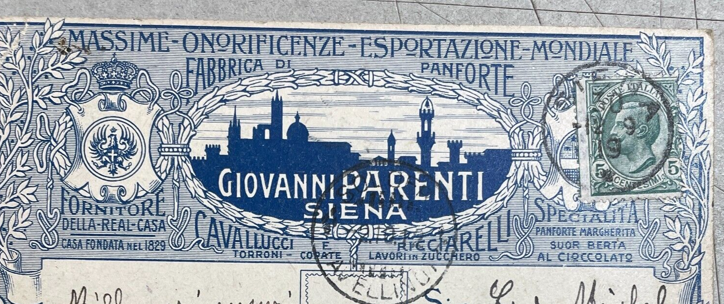 Siena: Antica Cartolina Pubblicitaria Dolciaria   Panforte Parenti   Costumi Delle Contrade