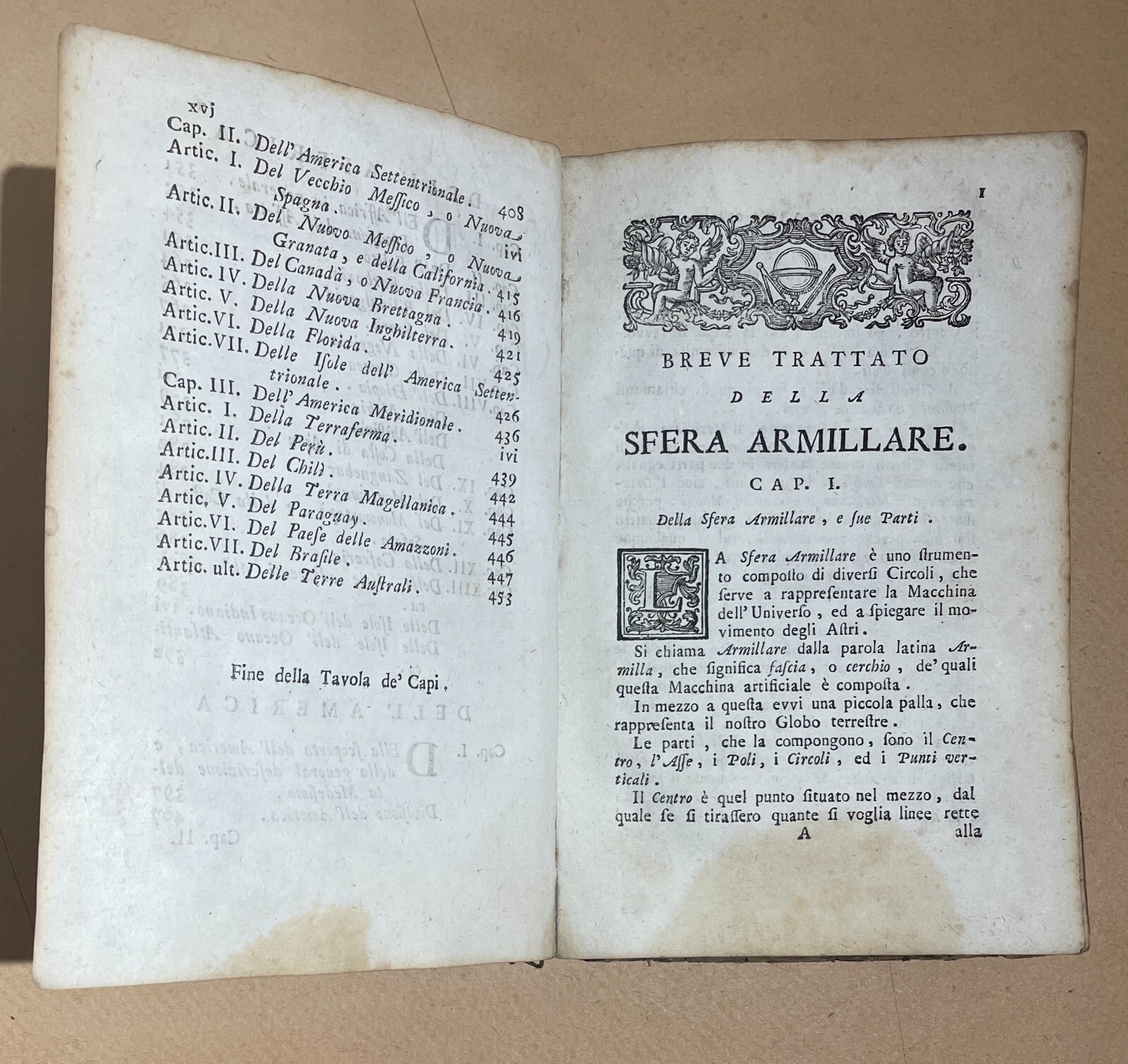 Geografia: Italia, Europa, America, Africa, Asia Sfera Armillare E Araldica, 1773