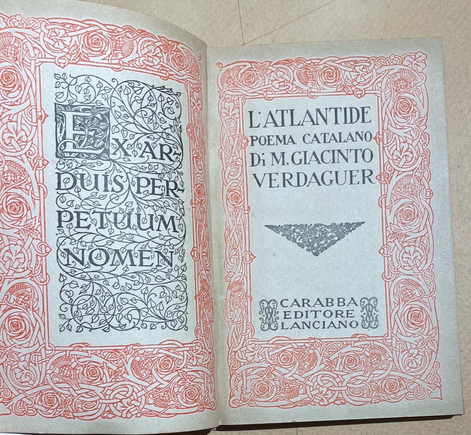 L'Atlantide. Poema Catalano Di Giacinto Verdaguer. Edizione Carabba (1916)