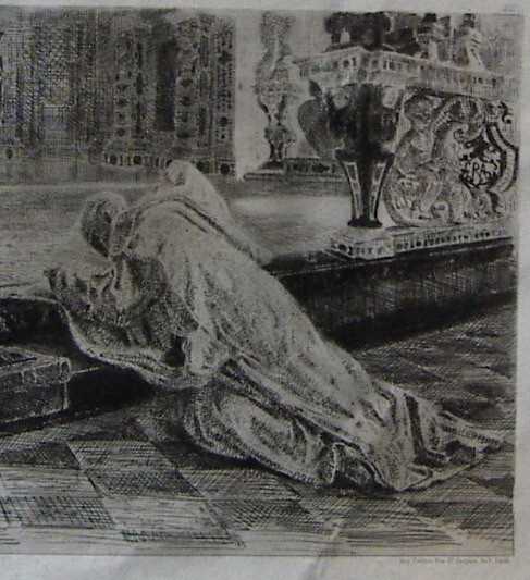 Pavia, Interno Della Certosa. Incisione All'Acquaforte Di Federico Faruffini, 1866