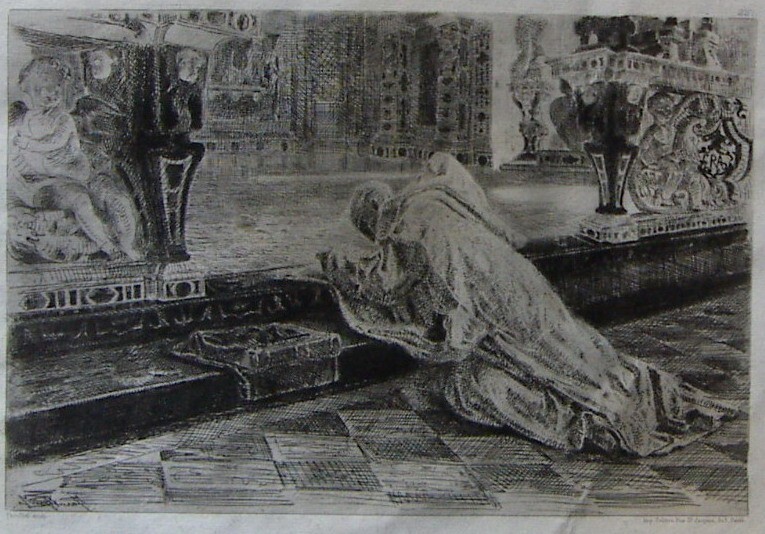 Pavia, Interno Della Certosa. Incisione All'Acquaforte Di Federico Faruffini, 1866