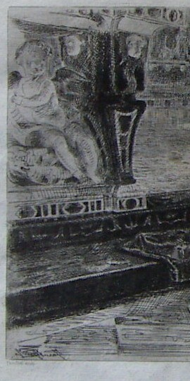 Pavia, Interno Della Certosa. Incisione All'Acquaforte Di Federico Faruffini, 1866