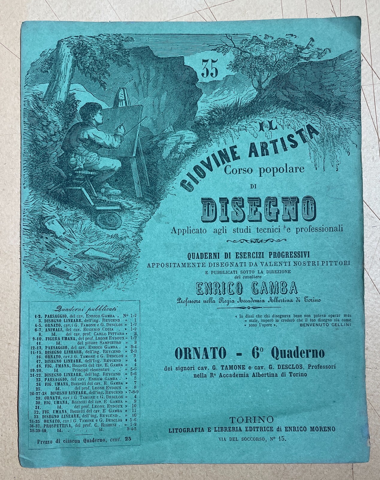 Il Giovine Artista: Esercizi Di Disegno E Ornato Enrico Gamba, Torino