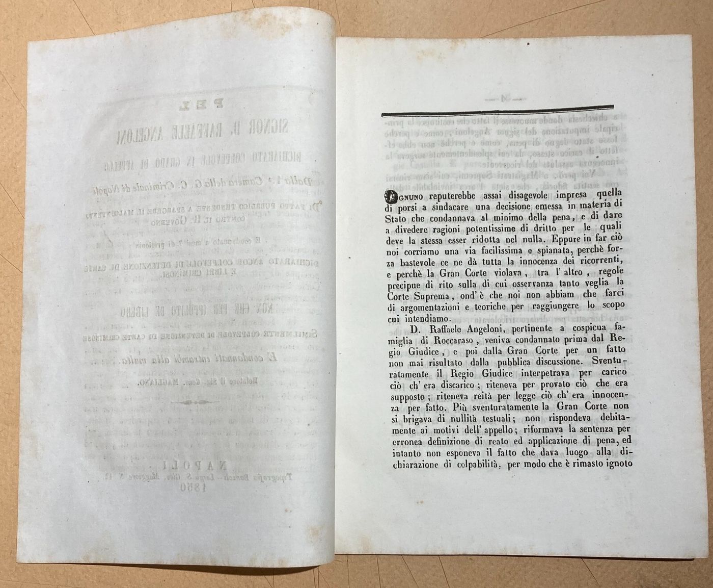 Napoli, Abruzzo, Roccaraso: Giuridica, Risorgimento, Possesso Di Carte Criminose, 1850