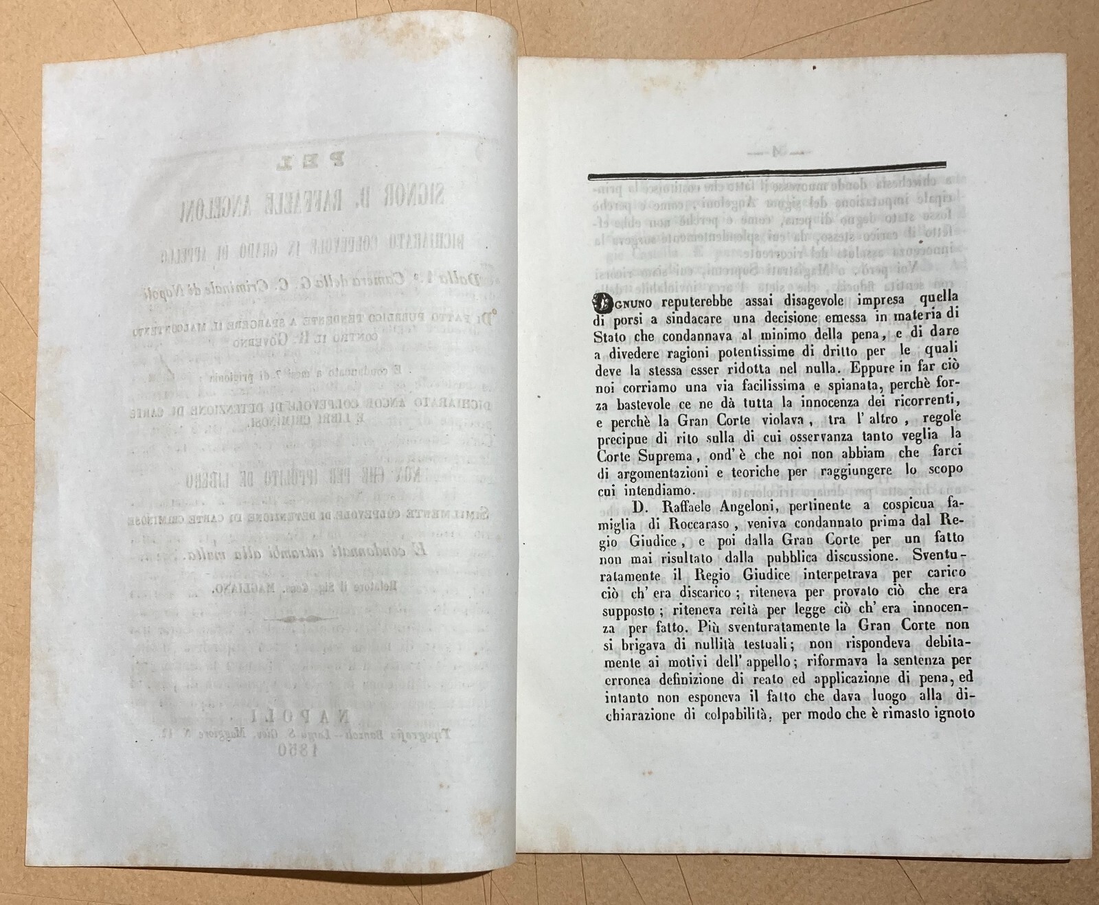 Napoli, Abruzzo, Roccaraso: Giuridica, Risorgimento, Possesso Di Carte Criminose, 1850