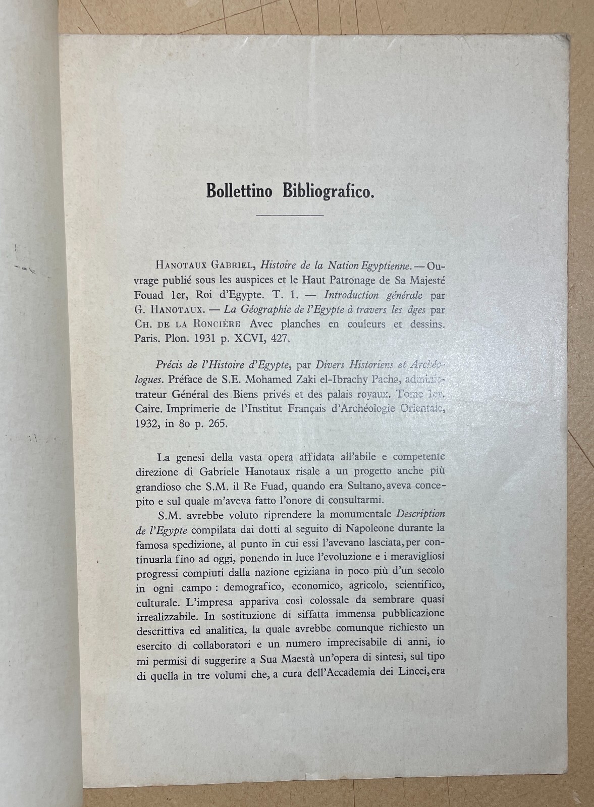 Antichità Egiziane: Bollettino Bibliografico. Evaristo Breccia, Alessandria 1932