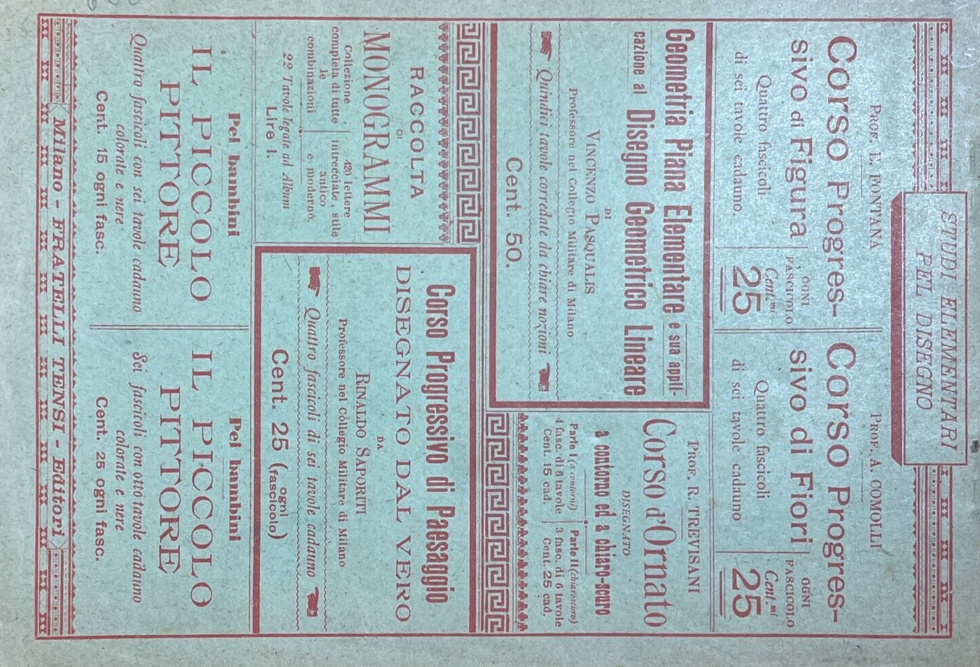 Arte: Ernesto Fontana, Antico Album Corso Di Disegno Figurato, Milano, Tensi