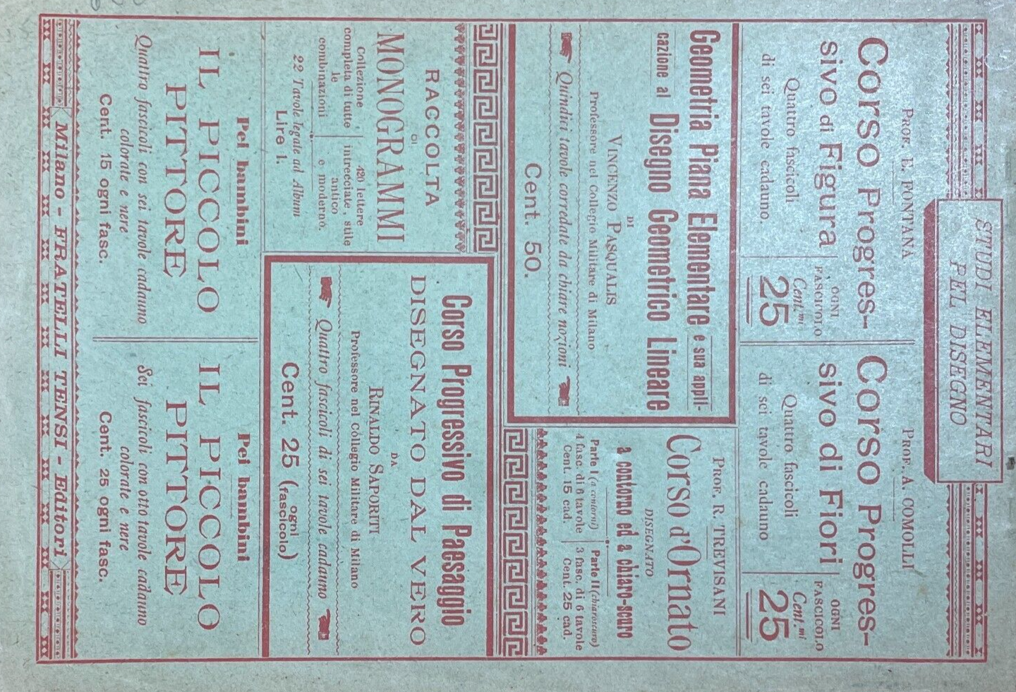 Arte: Ernesto Fontana, Antico Album Corso Di Disegno Figurato, Milano, Tensi