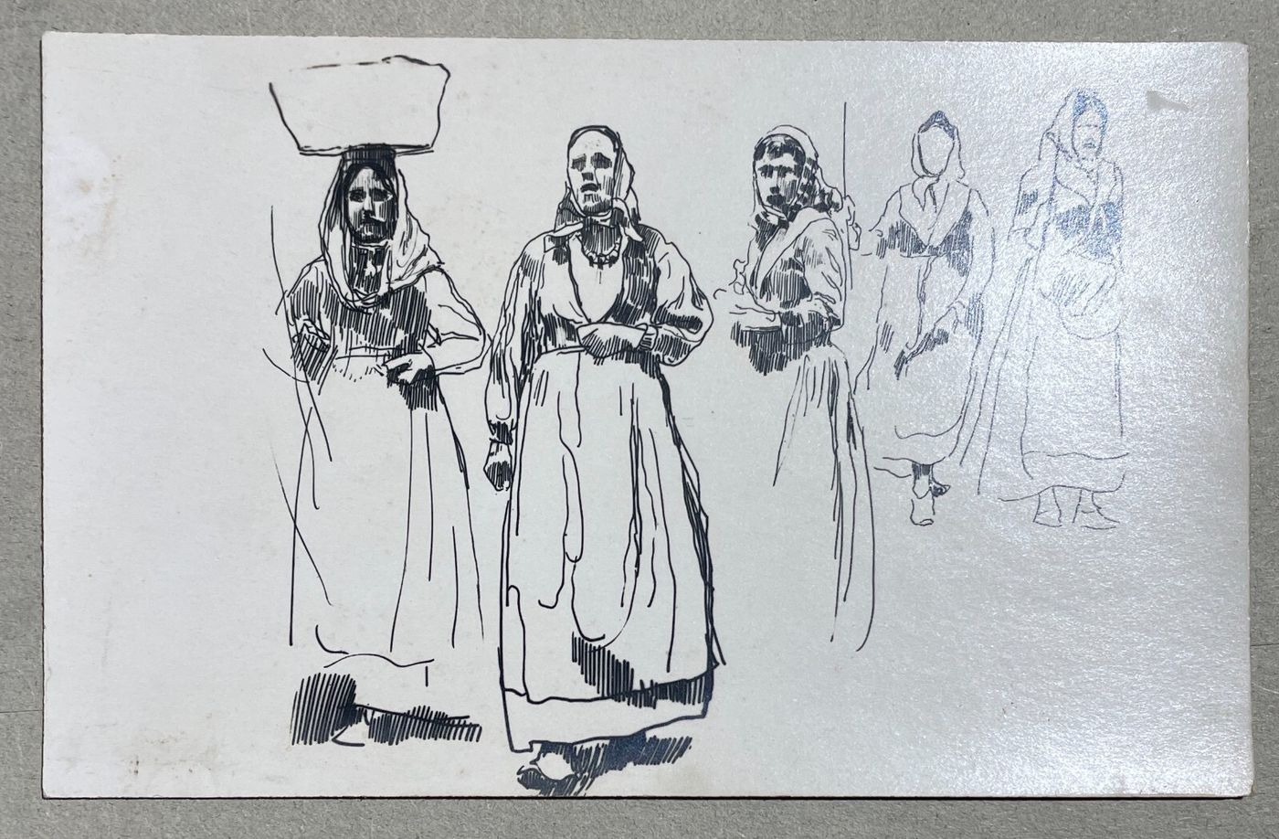 Abruzzo, Arte E Fotografia: 4 Fotocartoline Con Schizzi Di Francesco Paolo Michetti