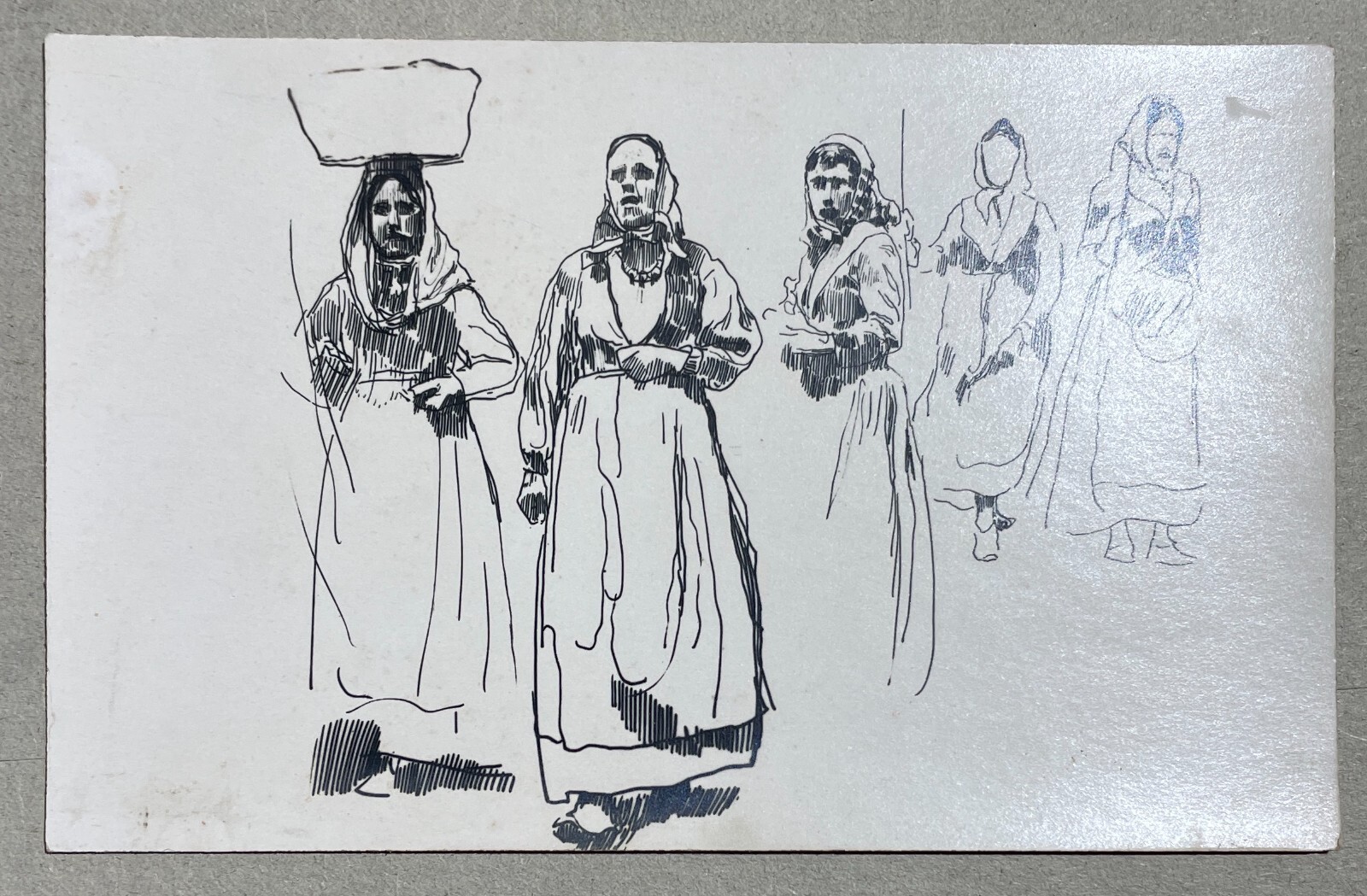 Abruzzo, Arte E Fotografia: 4 Fotocartoline Con Schizzi Di Francesco Paolo Michetti