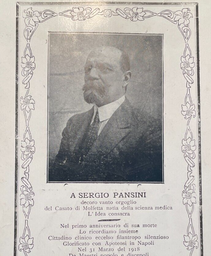 Puglia, Molfetta, Sergio Pansini, Fornari, Poli. Antico Foglio Volante Con Ritratto
