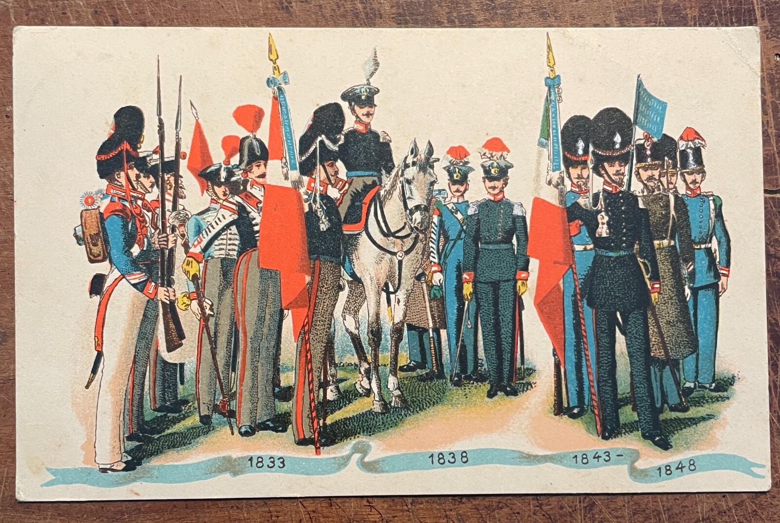 Militaria, Brigata Granatieri, Uniformi Varie Epoche, Cartolina A Colori, Duval, 1935