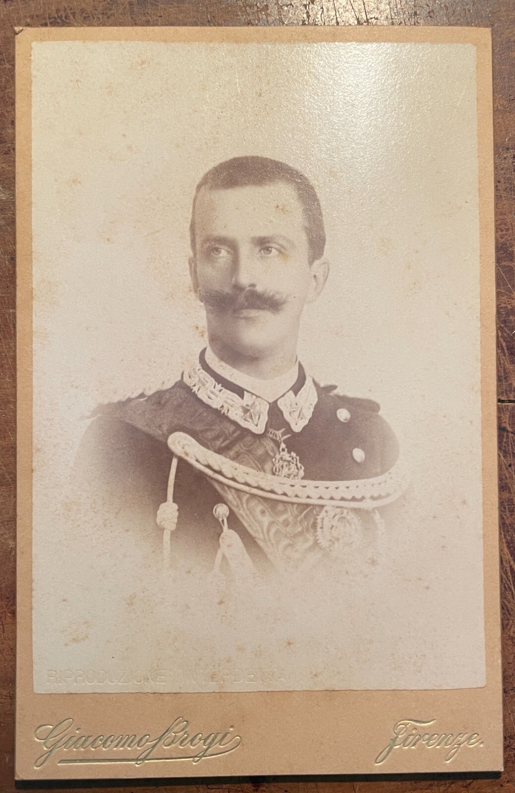 Antica Fotografia Della Casata Reale Sabauda, Ritratto Di Vittorio Emanuele III, Studio Giacomo Brogi