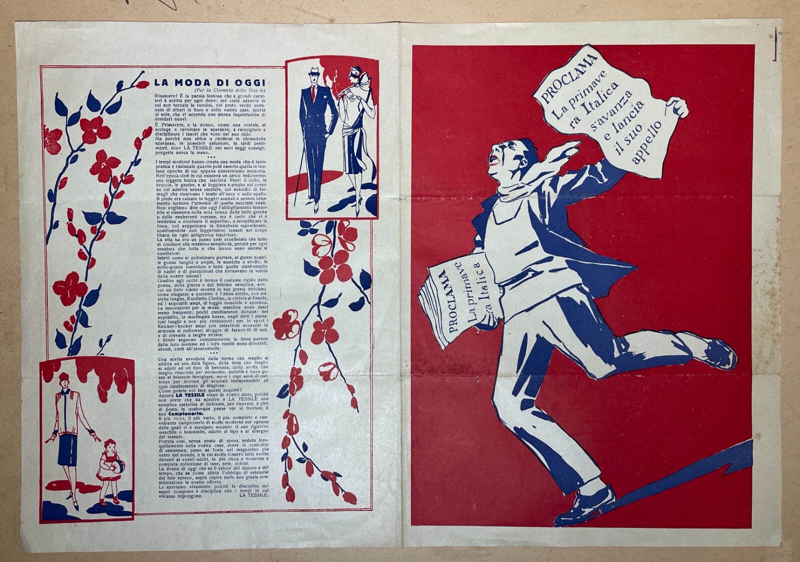 Moda, Tessuti, Abbigliamento, Milano. La Tessile: Primavera Italica, Pubblicitaria, 1927