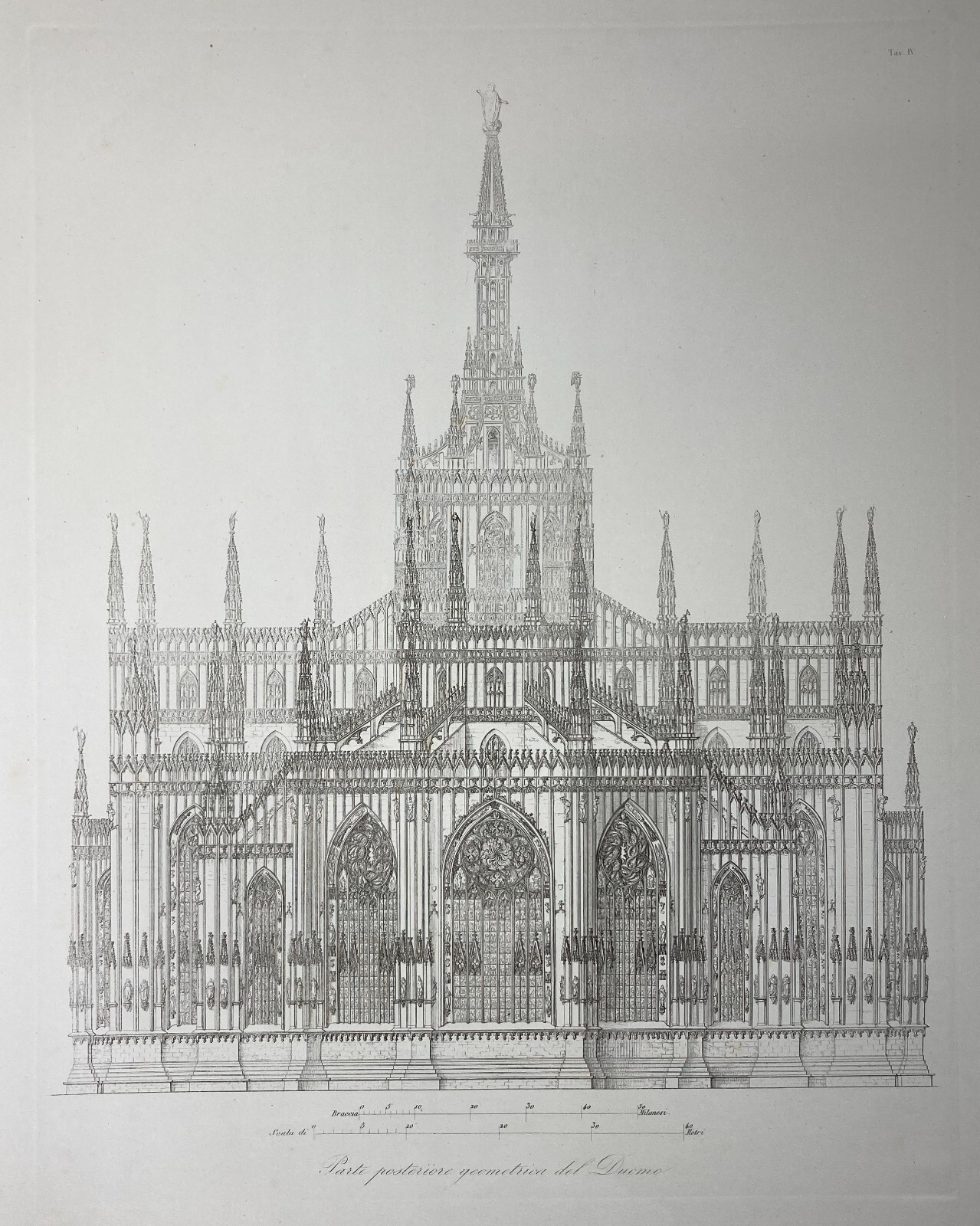 Milano: Prospettiva Della Parte Posteriore Del Duomo. Antica Incisione Del XIX Secolo