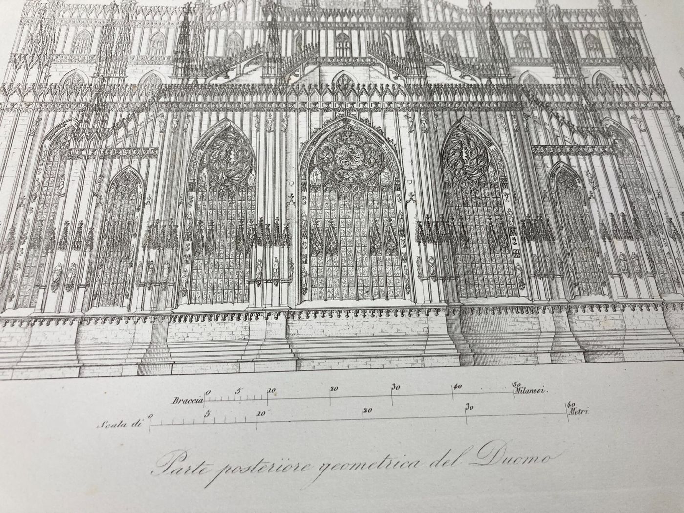 Milano: Prospettiva Della Parte Posteriore Del Duomo. Antica Incisione Del XIX Secolo