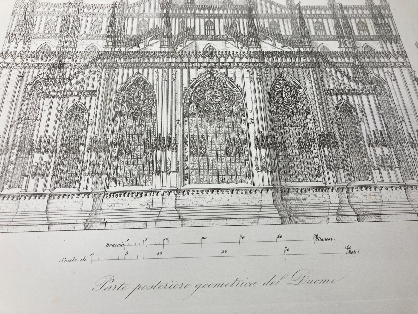 Milano: Prospettiva Della Parte Posteriore Del Duomo. Antica Incisione Del XIX Secolo