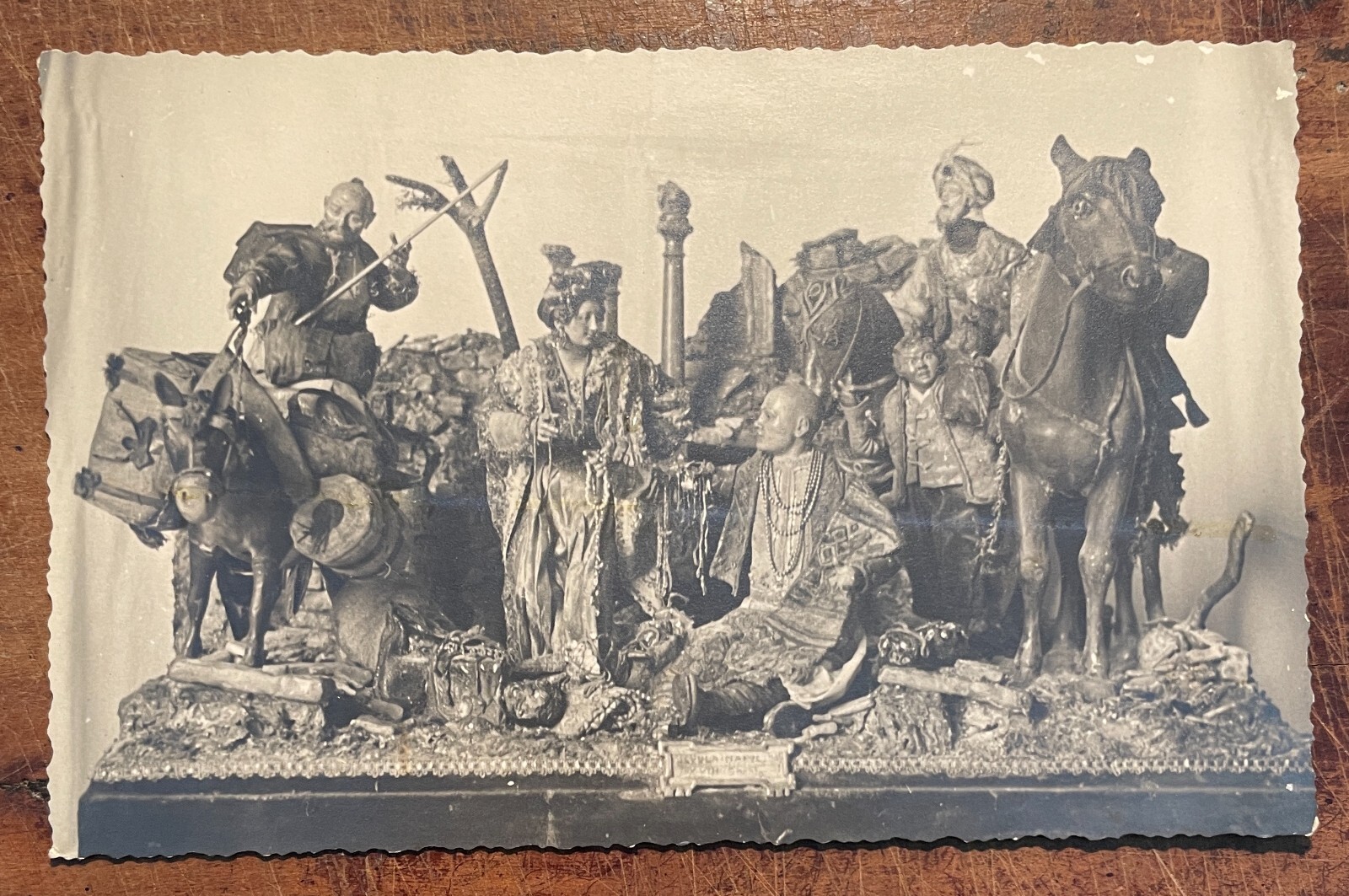 Arte Presepiale: Presepe Napoletano. Antica Foto Cartolina Con I Re Magi