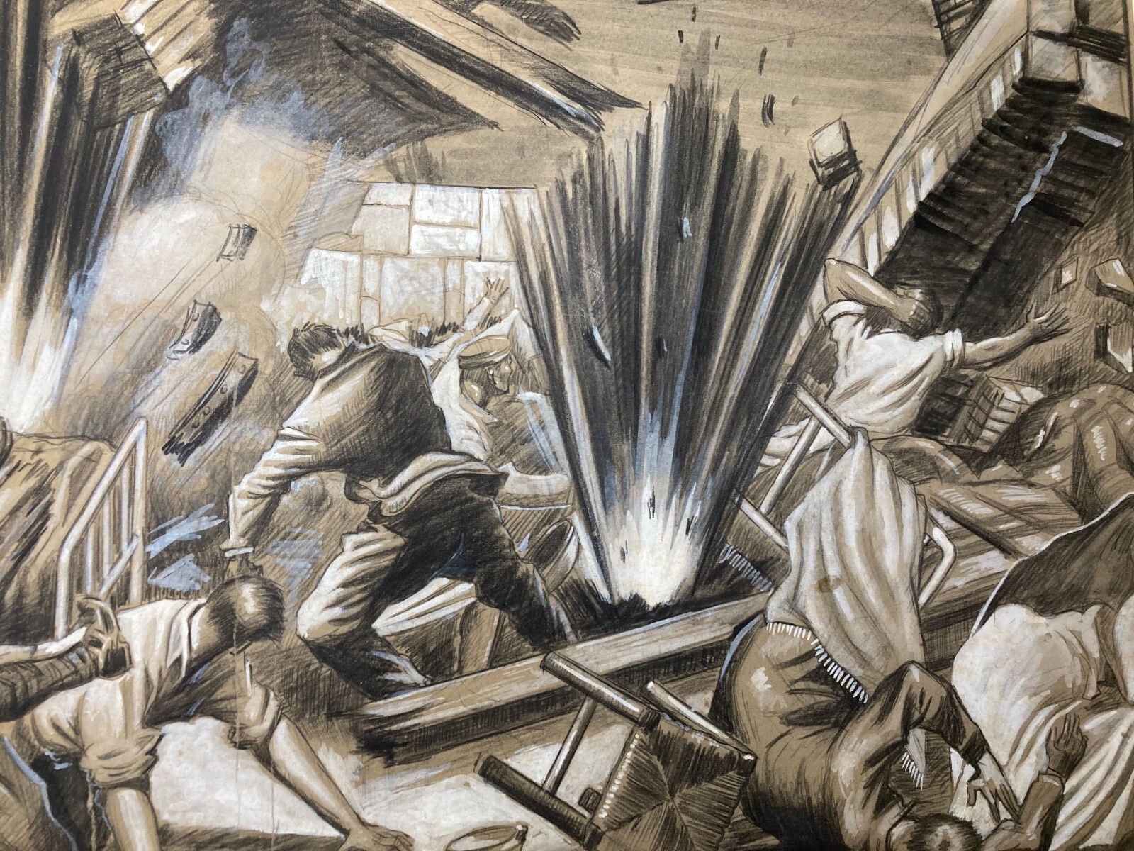 Arte, Militaria, Illustrazione d'Epoca (1940): Bombardamento Inglese Ad Amsterdam
