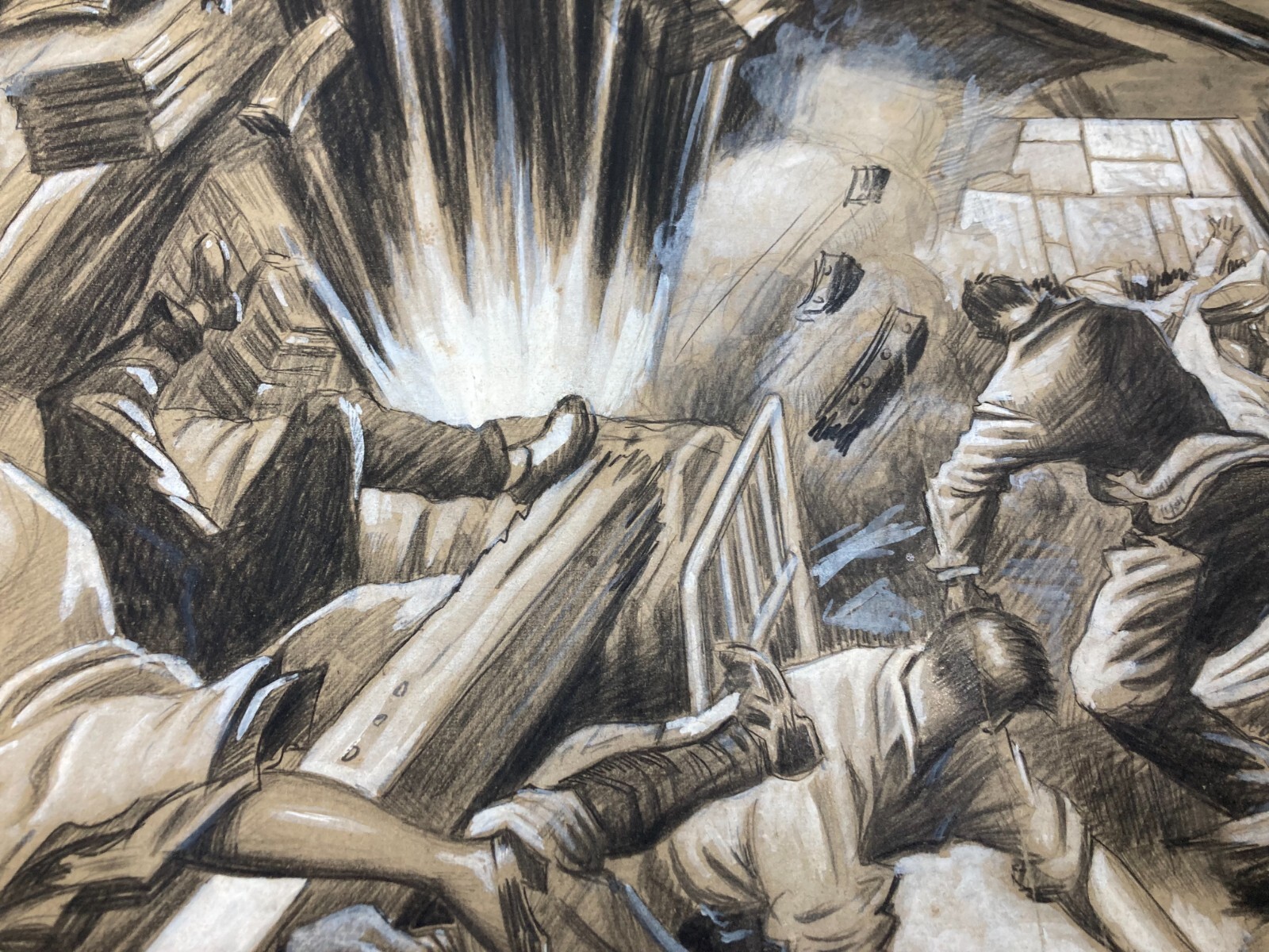 Arte, Militaria, Illustrazione d'Epoca (1940): Bombardamento Inglese Ad Amsterdam