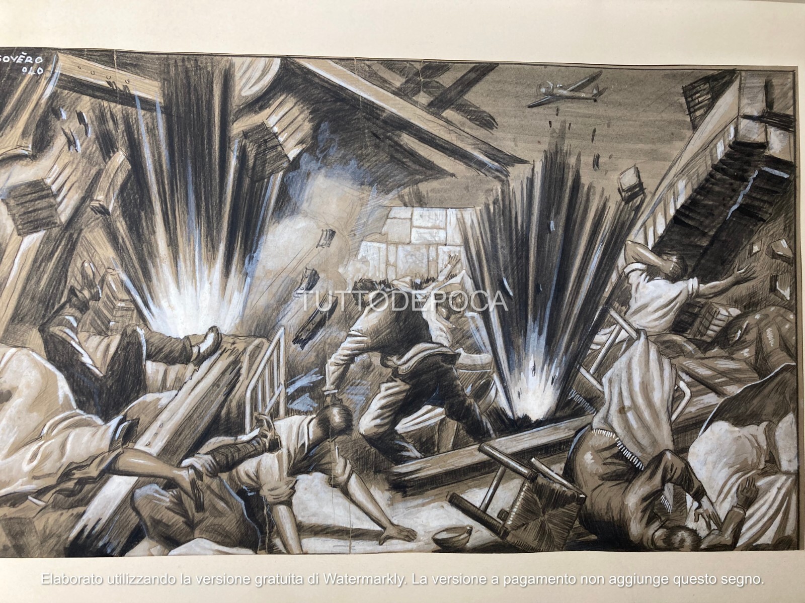 Arte, Militaria, Illustrazione d'Epoca (1940): Bombardamento Inglese Ad Amsterdam