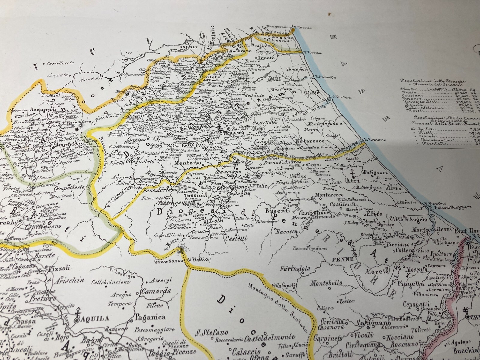 Antica Grande Cartografia Ecclesiastica Marzolla E Manzella: Abruzzo, Molise E Marche, 1859