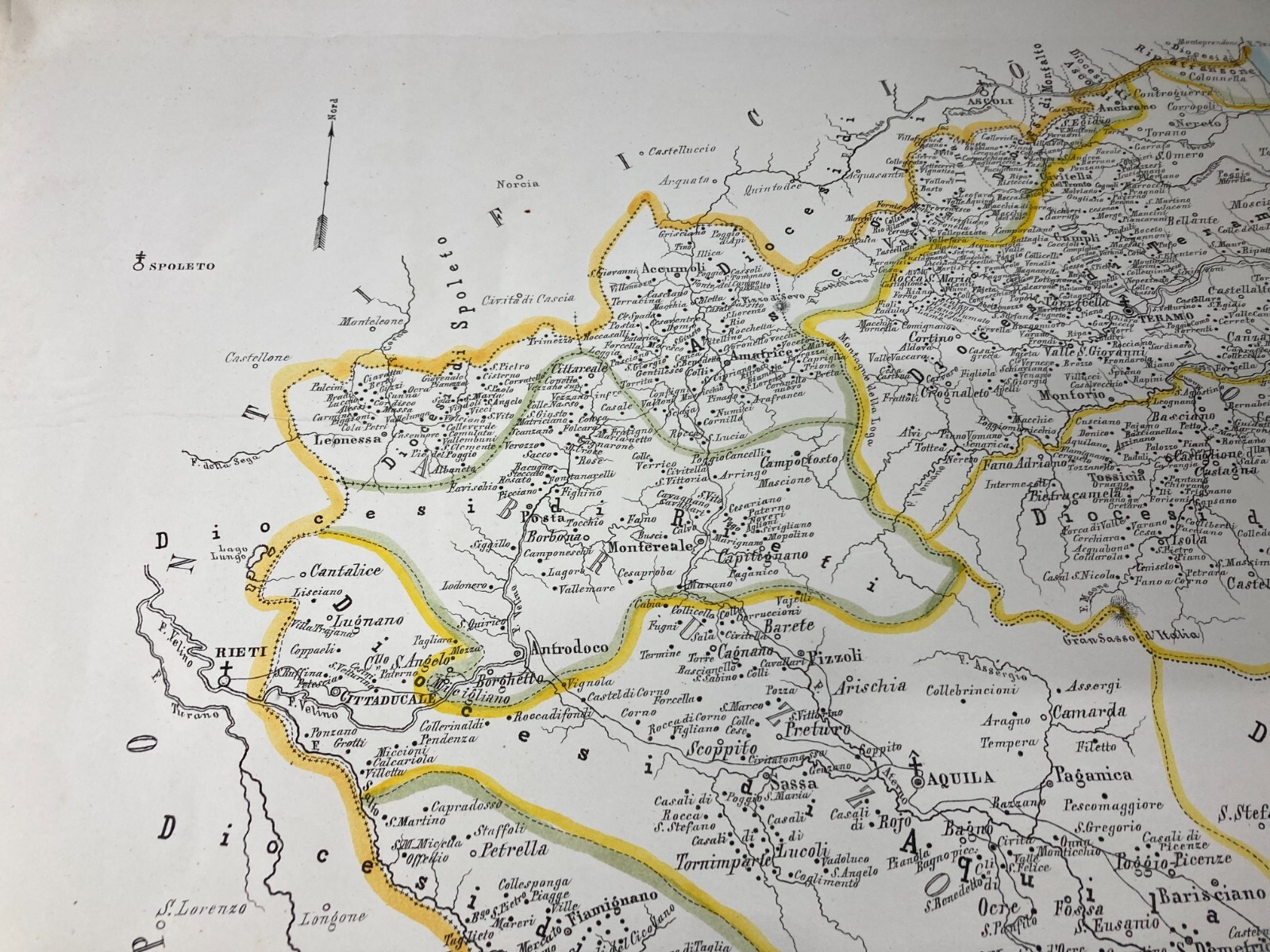 Antica Grande Cartografia Ecclesiastica Marzolla E Manzella: Abruzzo, Molise E Marche, 1859