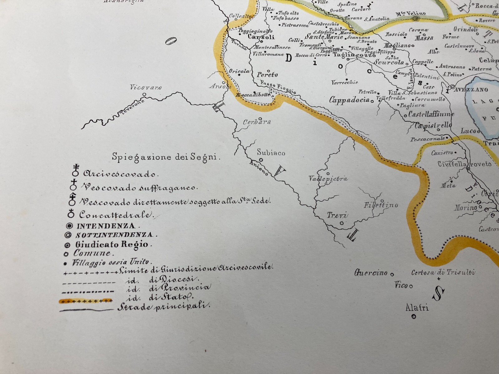 Antica Grande Cartografia Ecclesiastica Marzolla E Manzella: Abruzzo, Molise E Marche, 1859