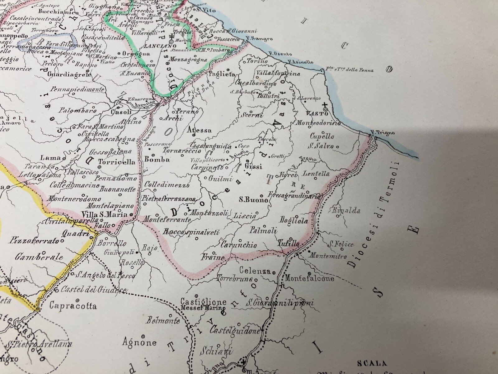 Antica Grande Cartografia Ecclesiastica Marzolla E Manzella: Abruzzo, Molise E Marche, 1859