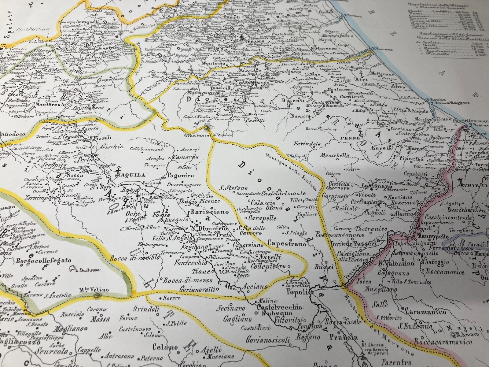 Antica Grande Cartografia Ecclesiastica Marzolla E Manzella: Abruzzo, Molise E Marche, 1859