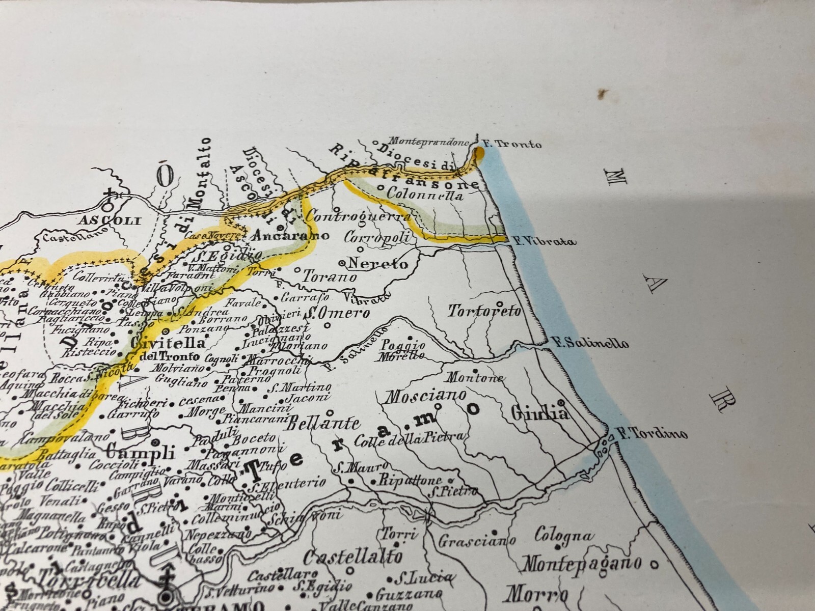 Antica Grande Cartografia Ecclesiastica Marzolla E Manzella: Abruzzo, Molise E Marche, 1859